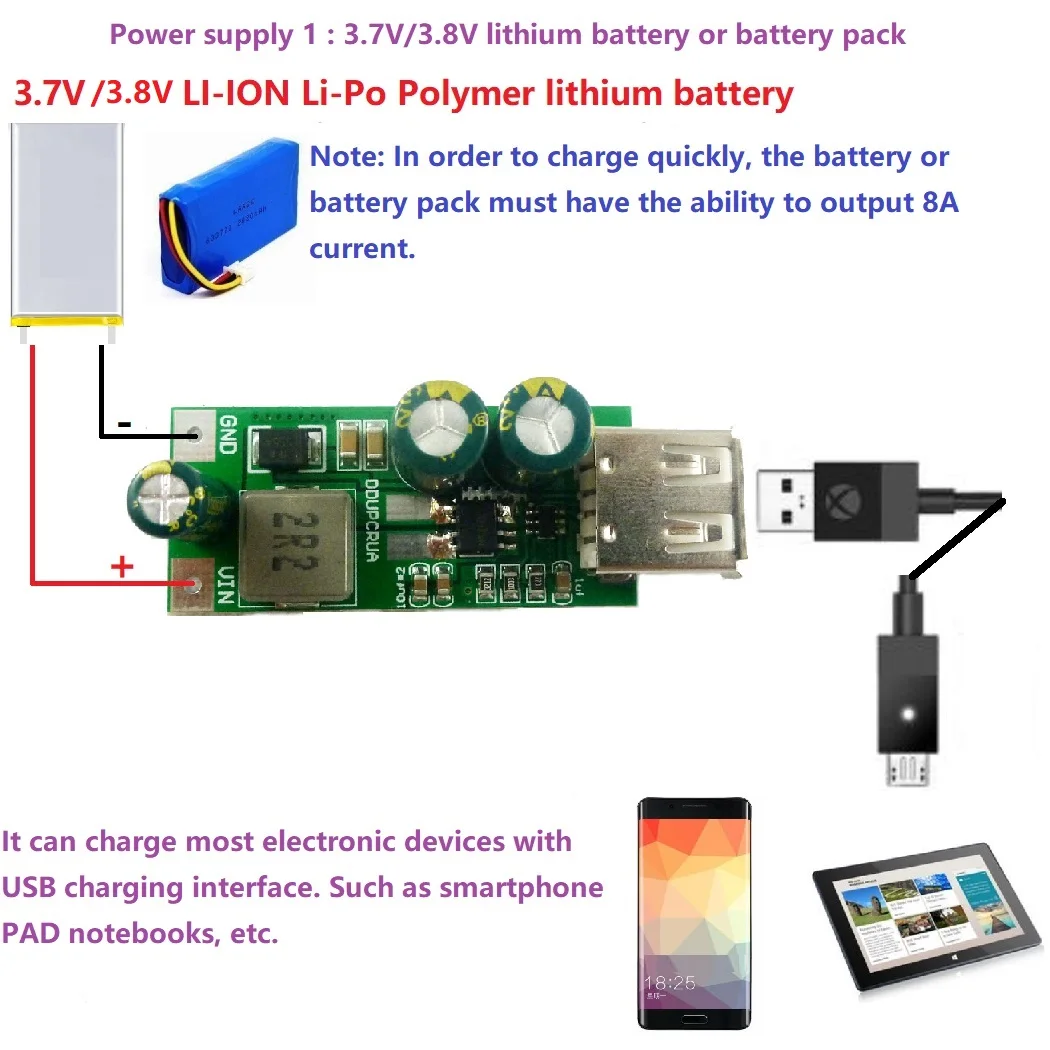 DDUPCRUA 20W QC3.0 2.0 FCP Быстрое быстрое зарядное устройство 3 7 В 8 4 2 5 до 9 12 USB DC-DC Boost Модуль