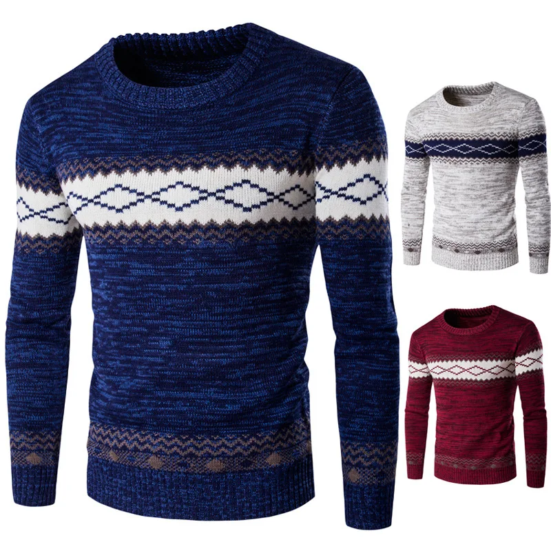 Высококачественные пуловеры для мужчин, теплая трикотажная одежда, новинка 2021, осенне-зимние свитера, повседневные пуловеры, темно-синий вязаный свитер с длинным рукавом для мужчин