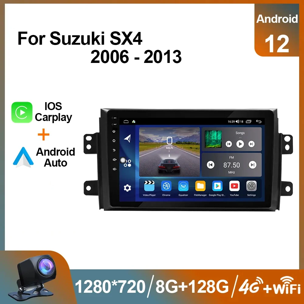 

Автомагнитола на Android 12 для Suzuki SX4 2006-2013 Fiat Sedici 2005-2014, радио, мультимедийный плеер для Carplay, автомагнитола на Android, 2din, DVD, стерео