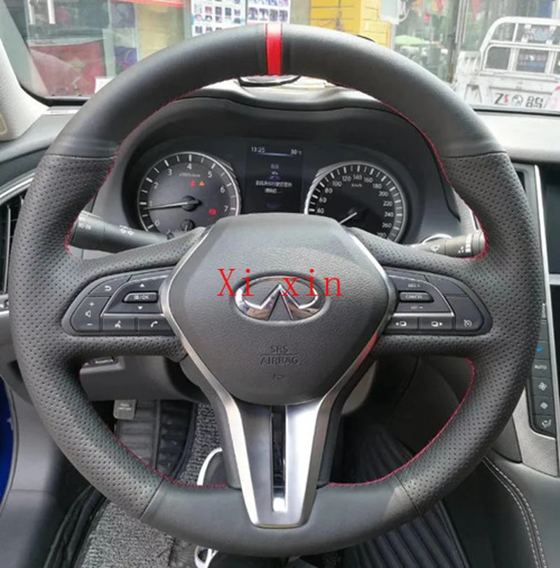 

For Infiniti Q70L private custom hand-stitched leather suede all-inclusive steering wheel cover