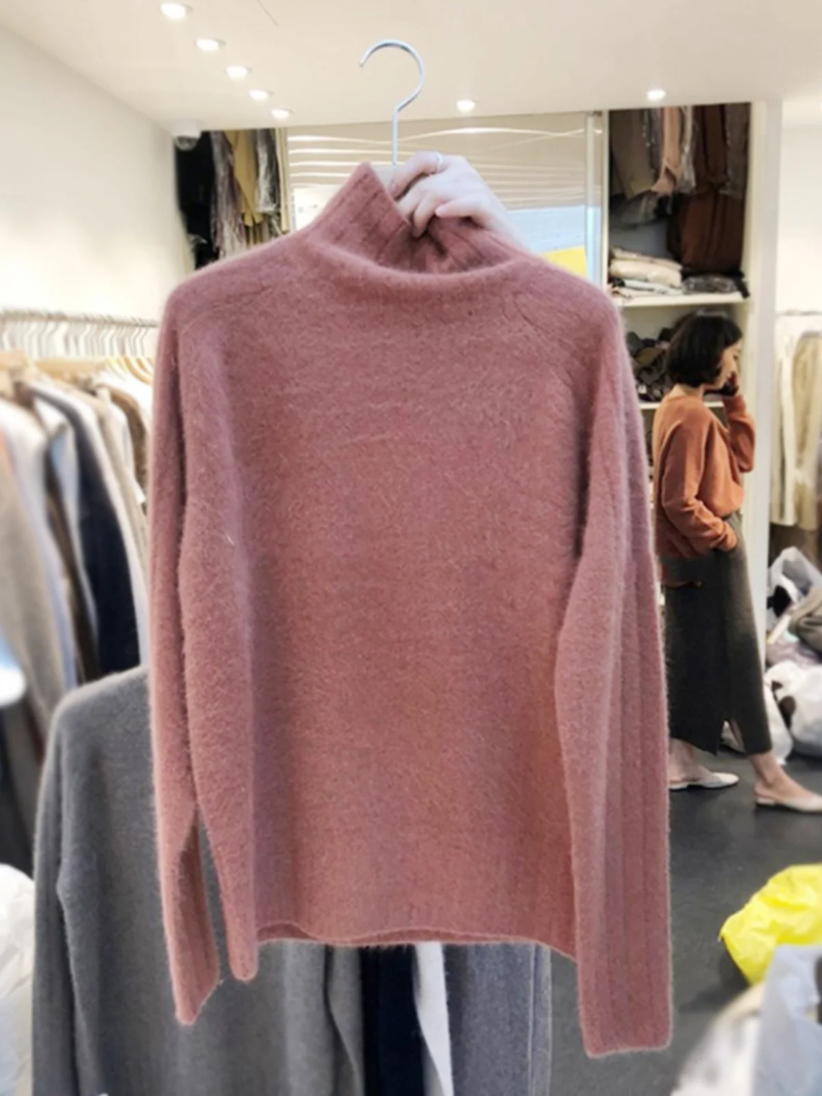 Winter Thick Imitation Raccoon Velvet Soft Glutinous Turtleneck Base Knit Gentle Wind Inner wear Loose Pullover Sweater Top