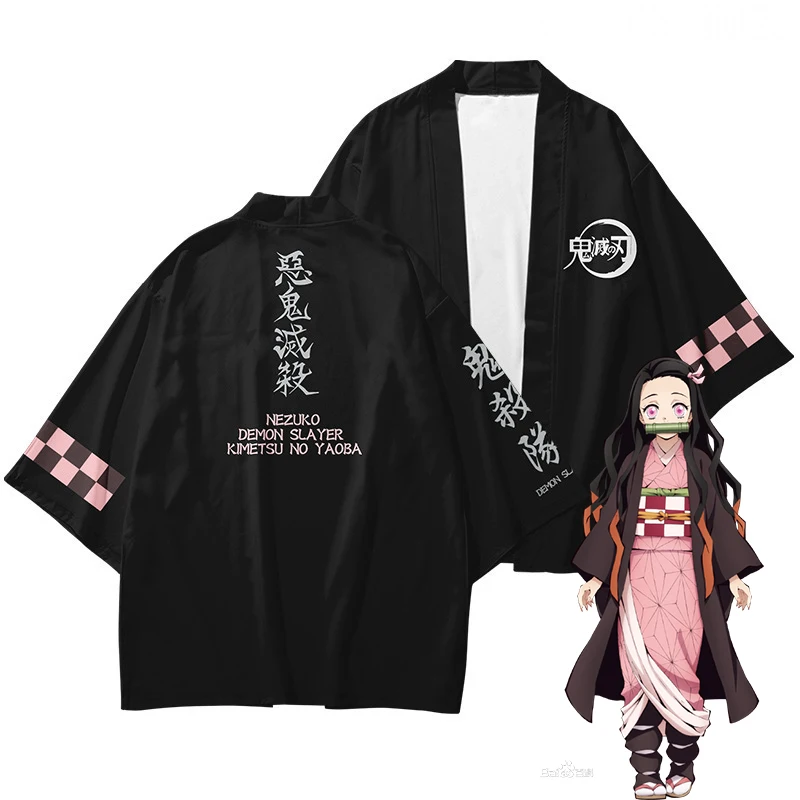 

Demon Slayer Anime Kimetsu No Yaiba Nezuko Cosplay Costume 3D Printing Kimono Haori Demon Cosplay Women/Men Casual Streetwear