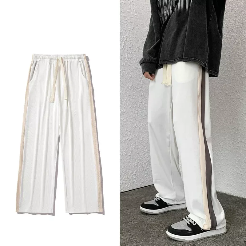 

Men Trousers Striped Streetwear Cool Men's Pants Fashion Men Clothing Summer Casual Straight