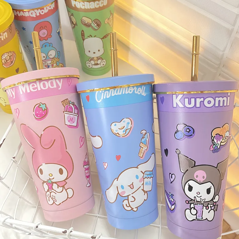 

Аниме Sanrio Изолированная кружка Hello Kittys аксессуары Милая кавайная 304 кружка для общежития из нержавеющей стали соломенные чашки Игрушки для девочек подарок