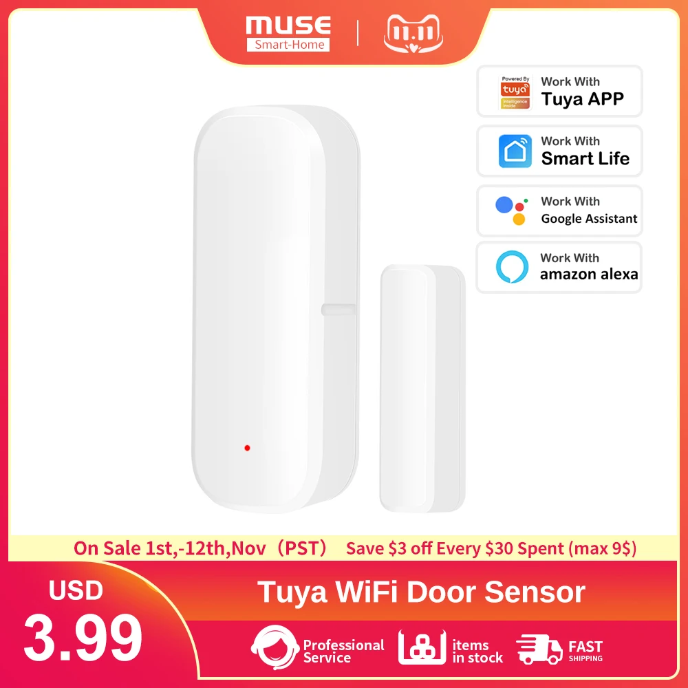 

Tuya WiFi дверной и оконный датчик открывания двери детектор двери дома сигнализация умный жизнь приложение дистанционное управление с Alexa Google ...