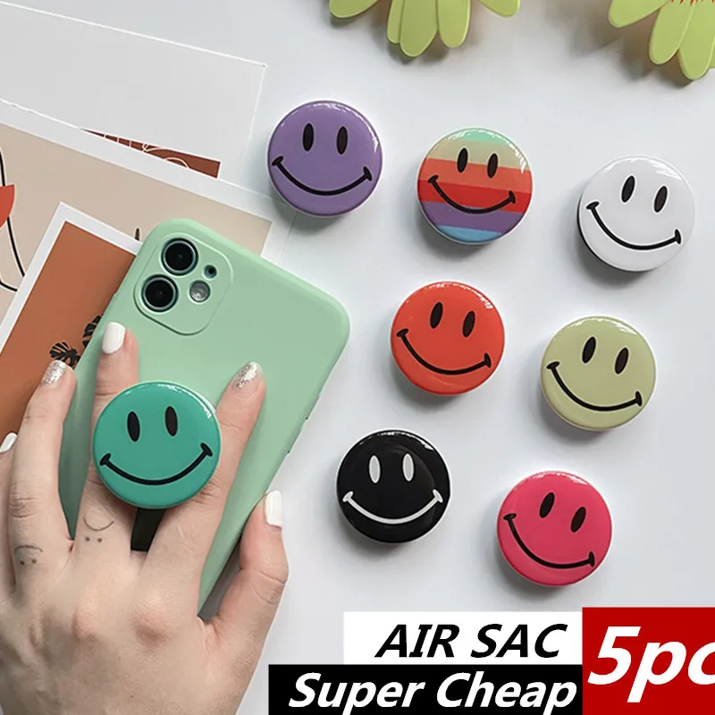 

5pc Korea Ins Phone Holder Grip Griptok Air Sac Cute Anime Smiley Expandable Cellphone Finger Stand Cheap Smartphone Accessories