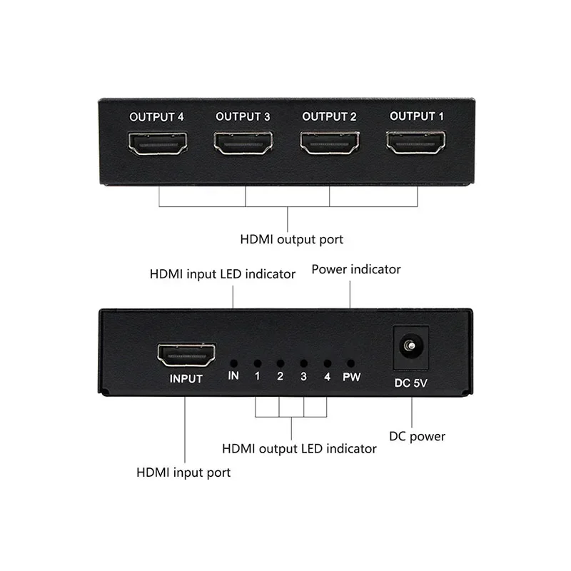 Разветвитель 4K HDMI 1x4 видеоразветвитель 1 вход 4 выхода сигнала для ПК HDTV