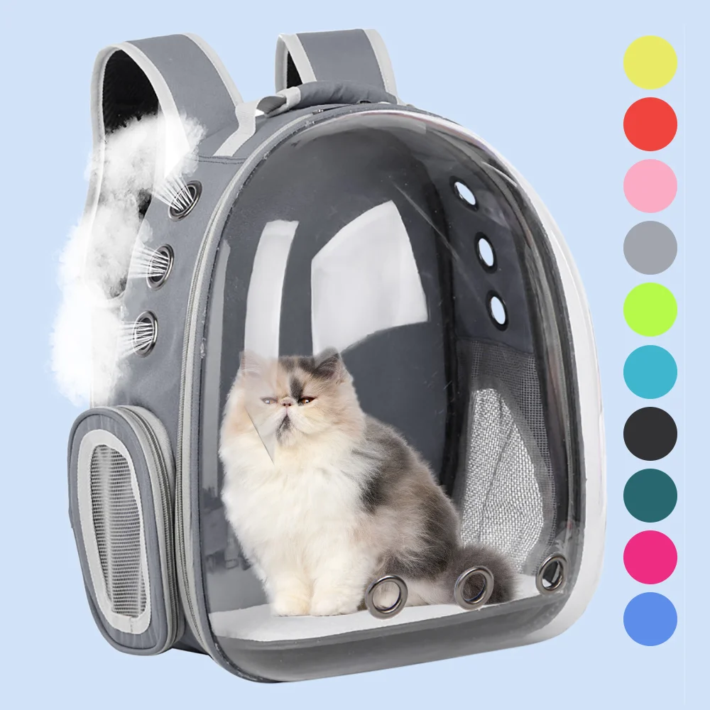 

Cat Carrier Bags Cage Transport Backpack Travel Pet Portable Breathable Backpack PVC Transparent Bag Carrier with Side Pocket