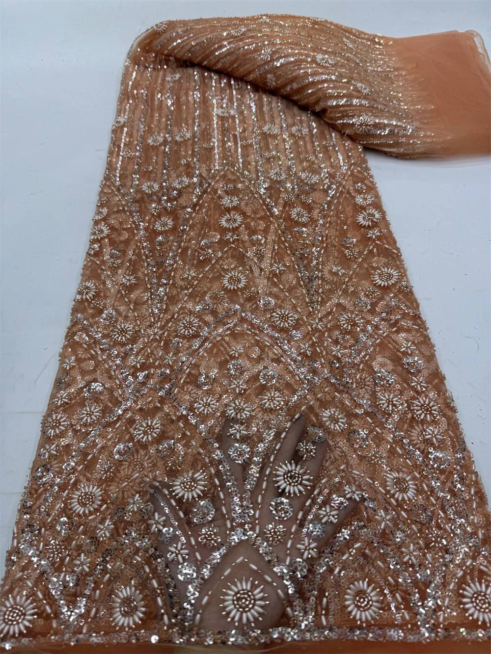 Роскошная африканская сетчатая кружевная ткань для шитья нигерийская тюль с