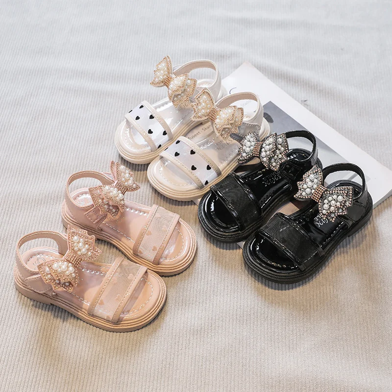 

New Girls Sandals Rhinestone Bow Sandal Summer Shoes Kids Designer Shoes Children’s Sandals Luxury Open Toe Soft Children Shoes