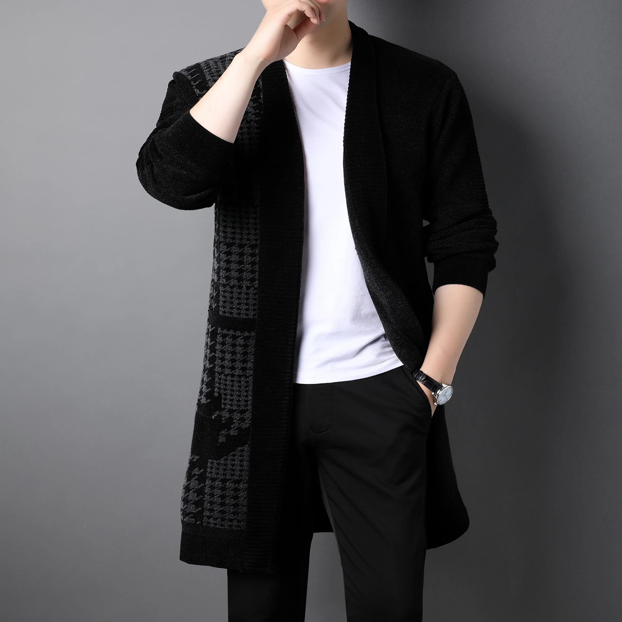 Sweater Coats Men New Fashion 2022 Autumn Slim Long Solid Color Knitted Jacket Fashion Men's Casual Sweater Cardigan Coats Q133