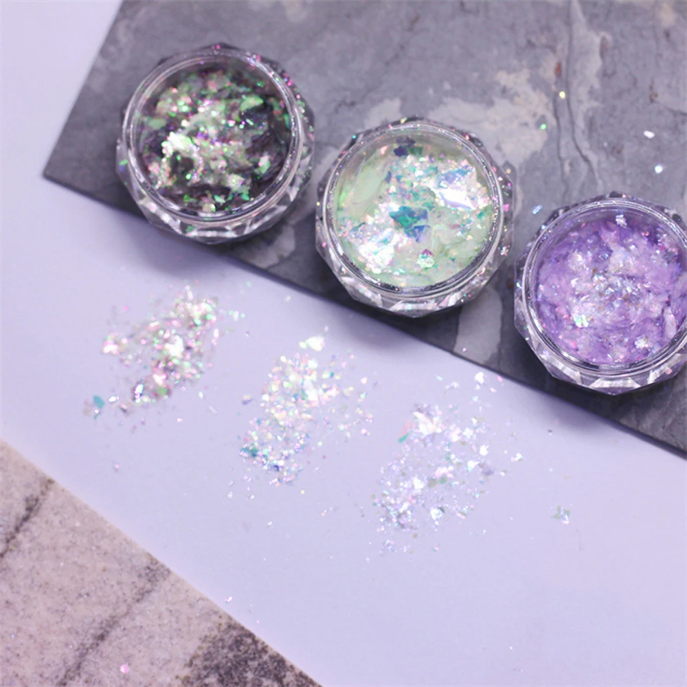 0.1g/Bottle Ultra-thin Opal Iridescent Nail Art Glitter Irregular Crystal Fire Sequins Powder Aurora Mermaid Flake Manicure Dust - купить по