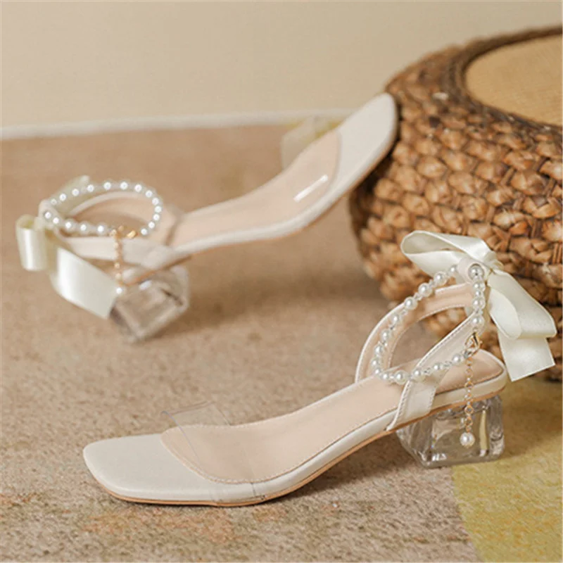 

Сандалии женские классические со стразами, роскошные босоножки на квадратном каблуке, со стразами, с бантом-бабочкой, роскошные Тапочки, лето 2023