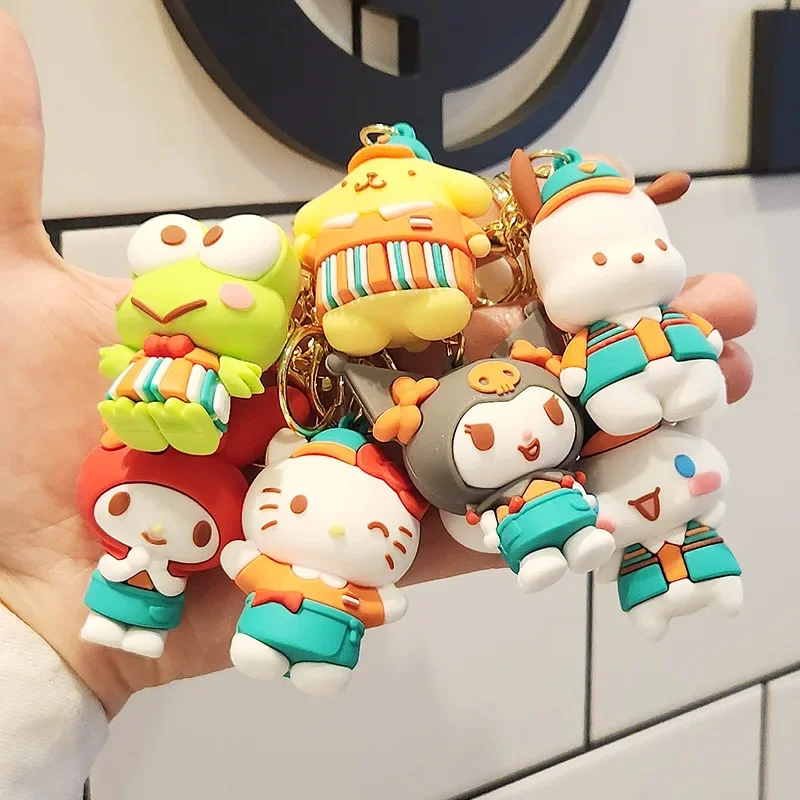 

Kawaii Sanrio Anime Hello Kitty Cinnamoroll Cute Cartoon Model Silicone Keychain Backpack Pendant Decoration Gifts for Girls