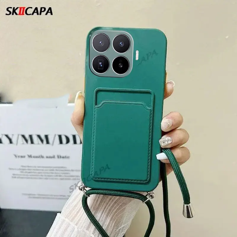 Фото Чехол-кошелек с кардхолдером из силикона для Xiaomi 17T Pro 17T, с ремешком-шнурком через плечо, мягкий чехол из ТПУ №1