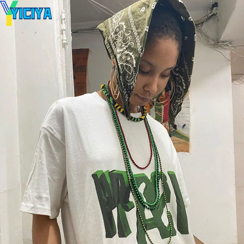 

YICIYA American Retro White Short-sleeved Women's Clothing Spring And Summer 2022 Design Sense Niche T-shirt Hot Girl Top