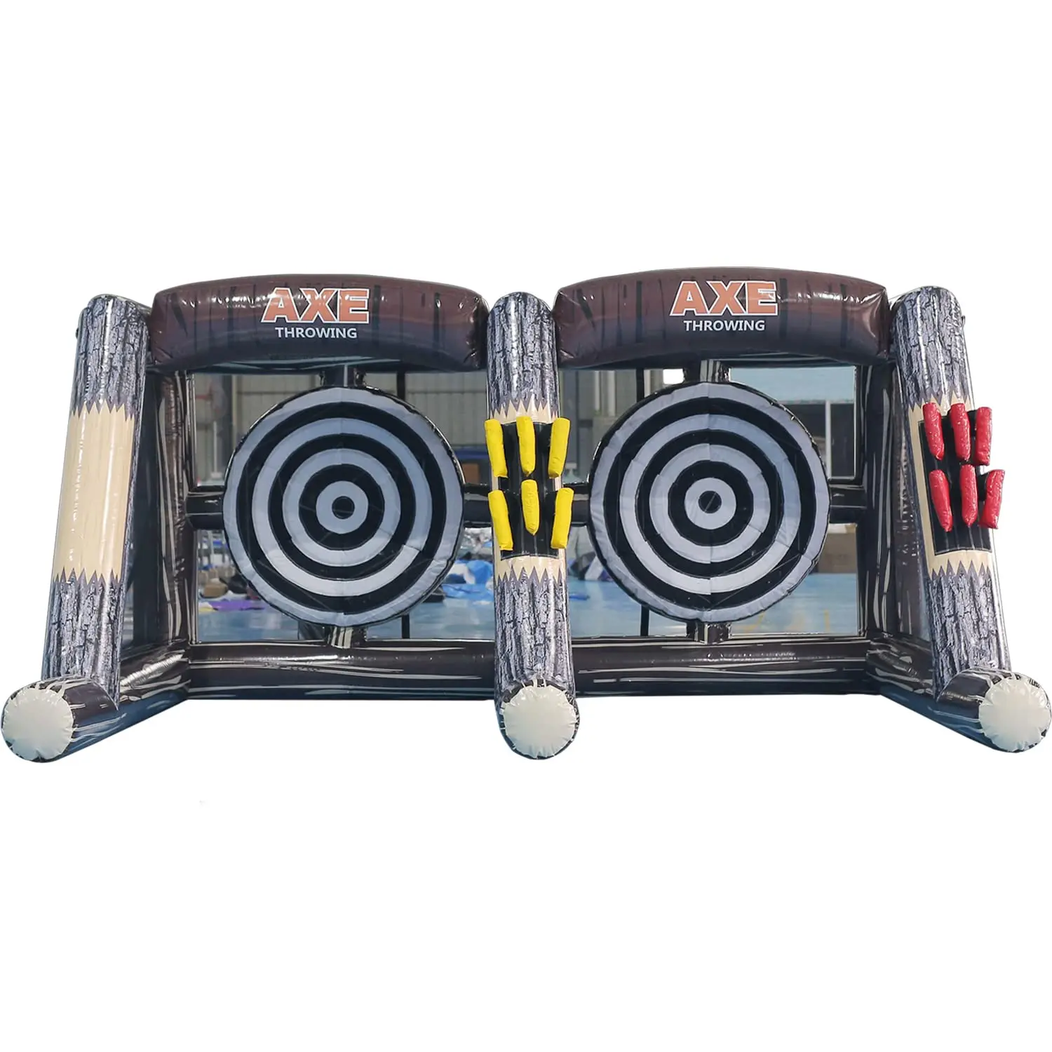 

SAYOK PVC Inflatable Axe Game Inflatable Football Soccer Shooting Darts Board with 1 Air Blower and 12 Axe and 4 Balls for Event