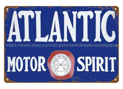 Atlantic motor spirit металлическая жестяная вывеска наружная стена мужская пещера