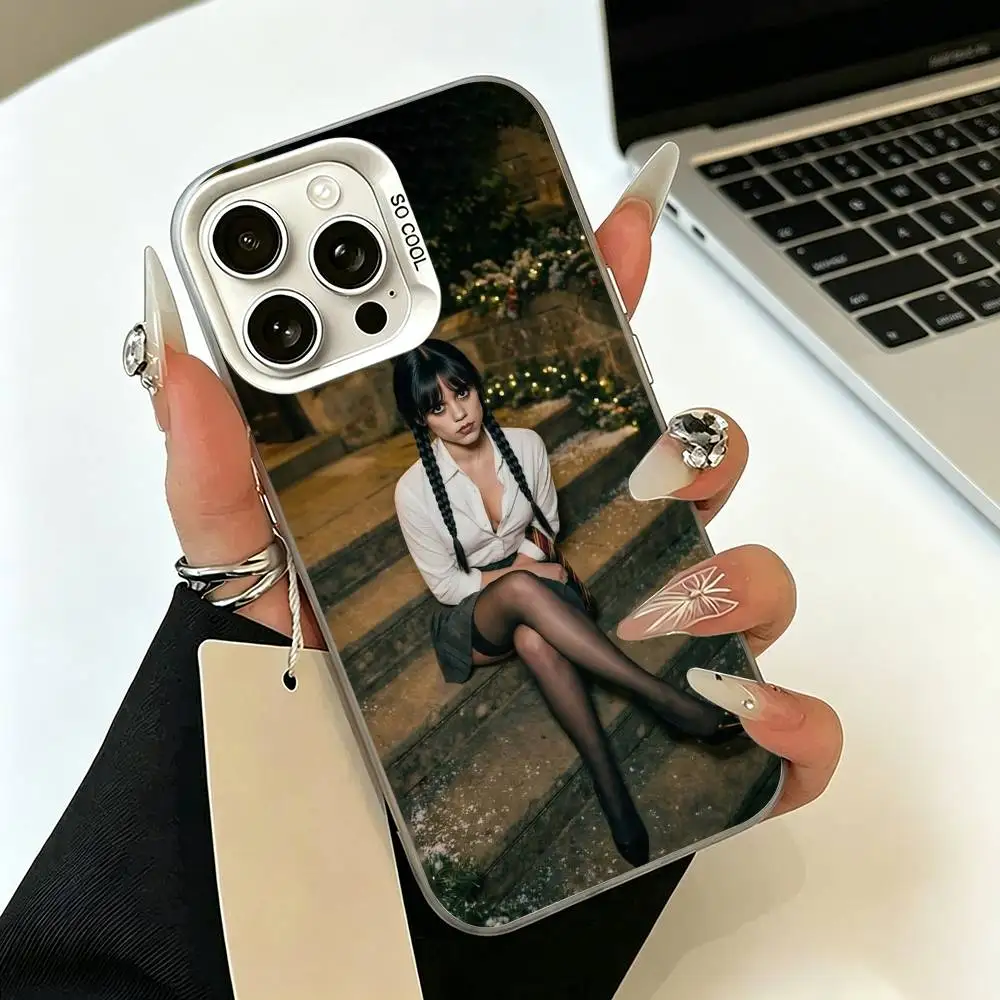 Фото Чехол для телефона A-actress-J-Jenna-O-Ortega для iPhone 11 12 13 14 15 16 17 Pro Max Plus, белый, серебристый №2