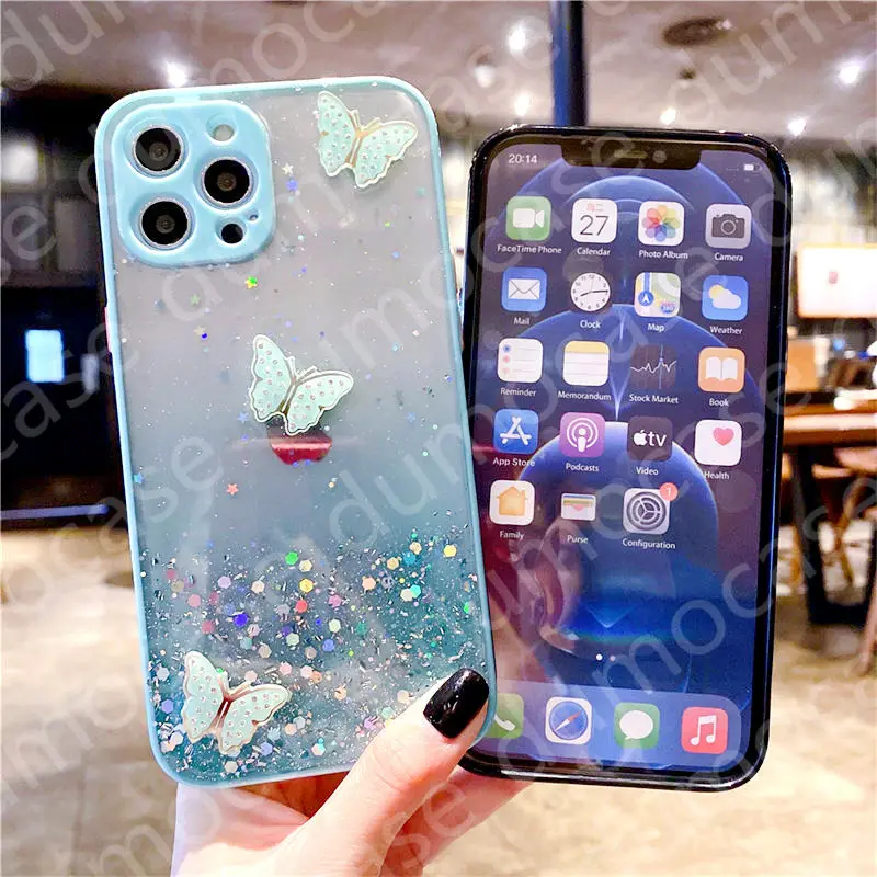 shiny glitter butterfly phone case for xiaomi redmi note 11 pro 9a 9t 9c mi 11 lite poco m4 pro x3 m3 note 8 9 10 pro max coque free global shipping