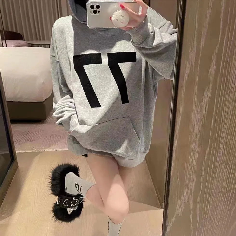 

Autumn Winter Women Sweater Hoodies Cotton Loose Letter Long Sleeve Top Casual Oversize High Quality