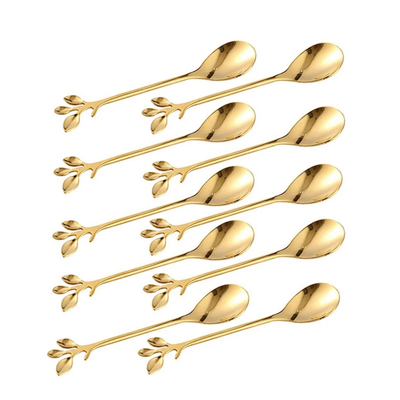 

10Pcs Ice Cream Tea Stirring Spoons Retro Dessert Demitasse Espresso Spoons Set Cutlery Kitchen Tableware