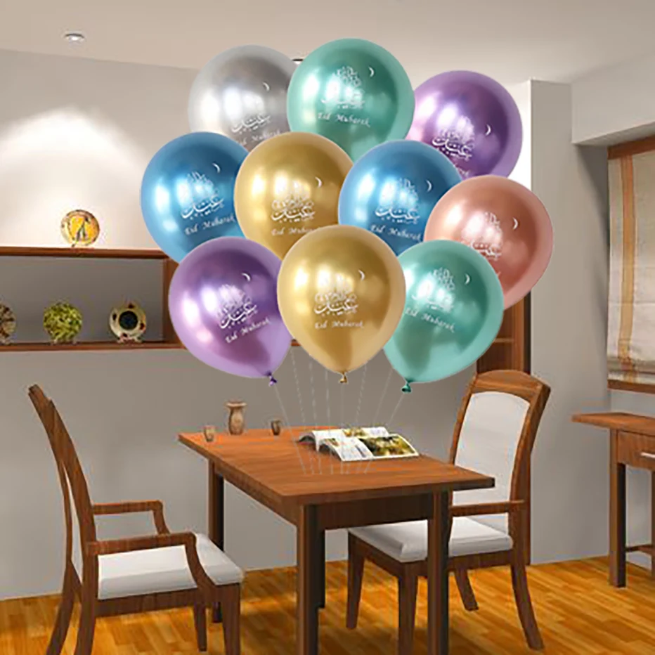 

50/100pcs Eid Mubarak Balloons Party DIY Hanging Air Globos Ramadan Mubarak Muslim Islamic Festival Home Decoration Accessories