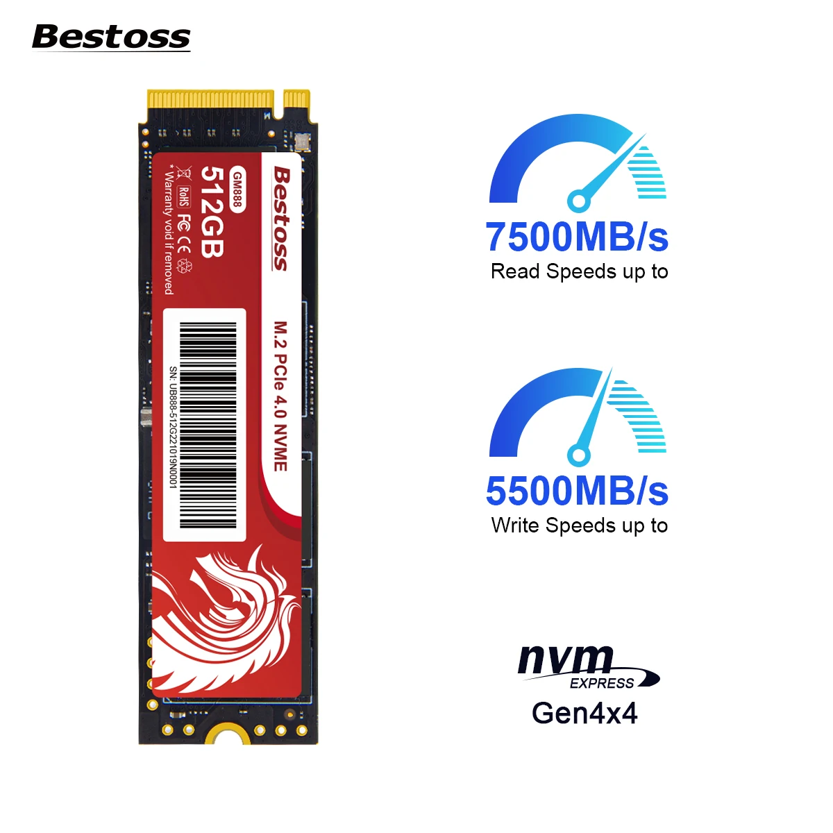 

Bestoss 4tb Ssd PS5 M2 Nvme Ssd 1TB Notebook Nvme M2 Ssd 2Tb 7000mb/s Drive For Computer SSD88837