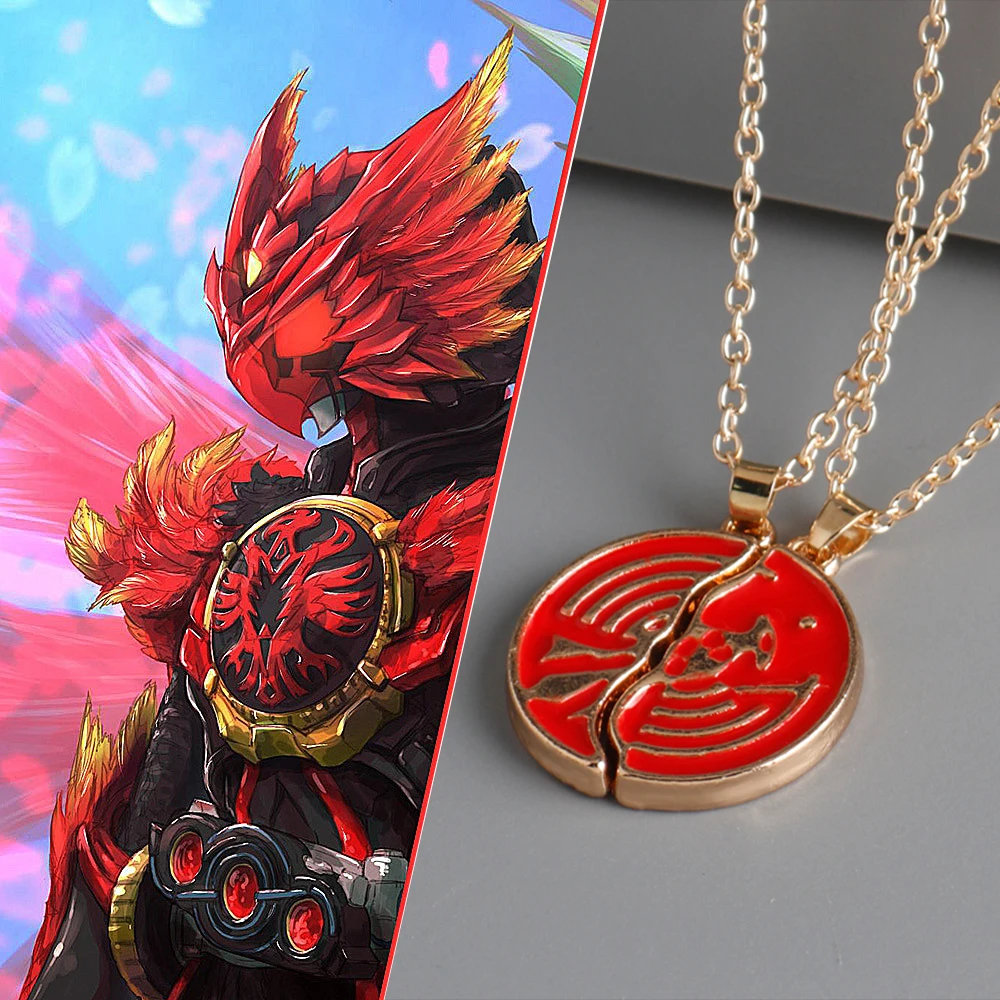 Kamen Rider OOO Coin Necklace Anime Character Ankh's Broken Taka Core Medal Pendant Necklaces for Women Men Jewelry Gift