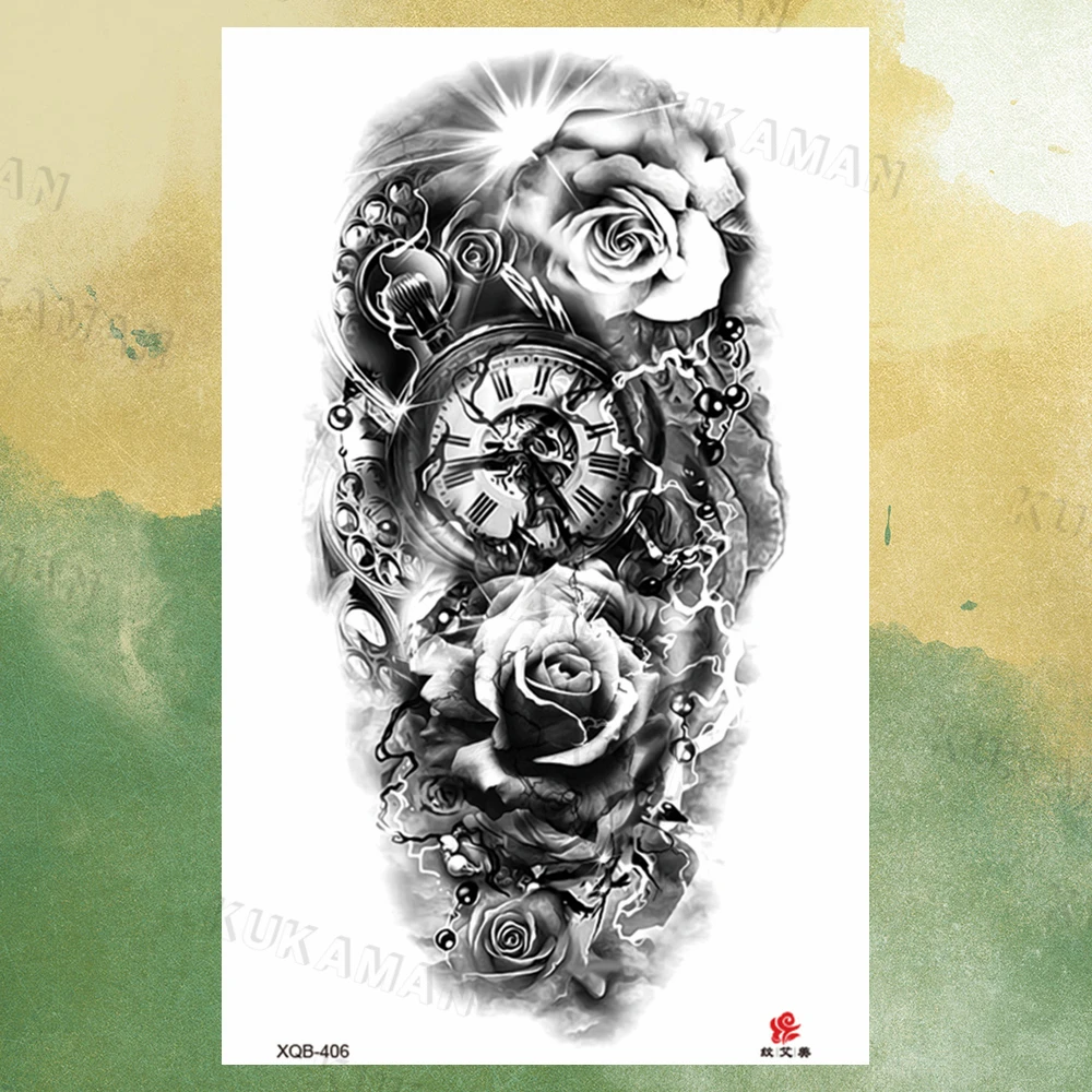 Временные татуировки для мужчин женщин черный скелет Лев слон роботизированная