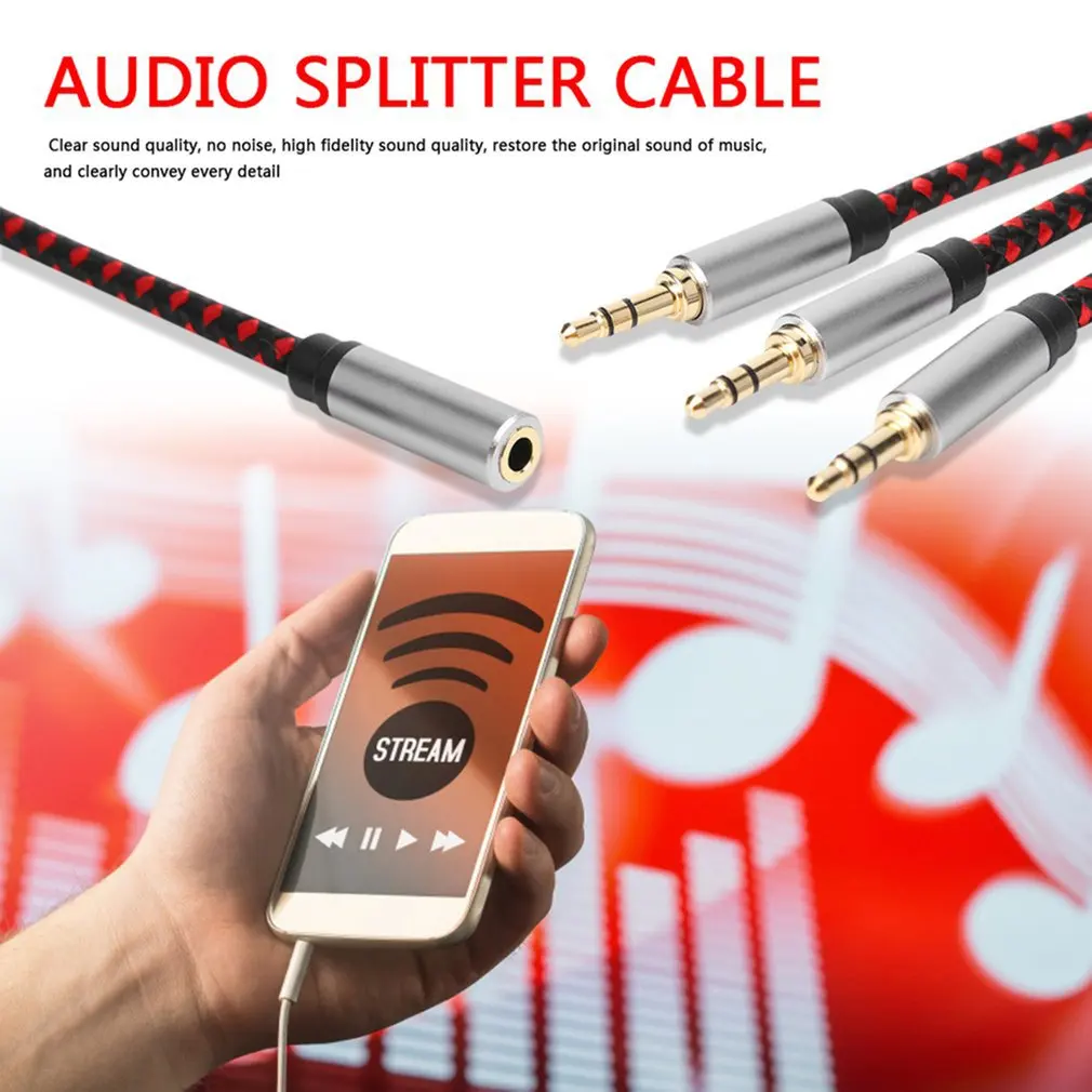 

3.5mm 1/8" TRS Stereo Audio Splitter Cable 1 Female to 3 Male AUX Jack Headphone Microphone Adapter Cord for iPhone/Android