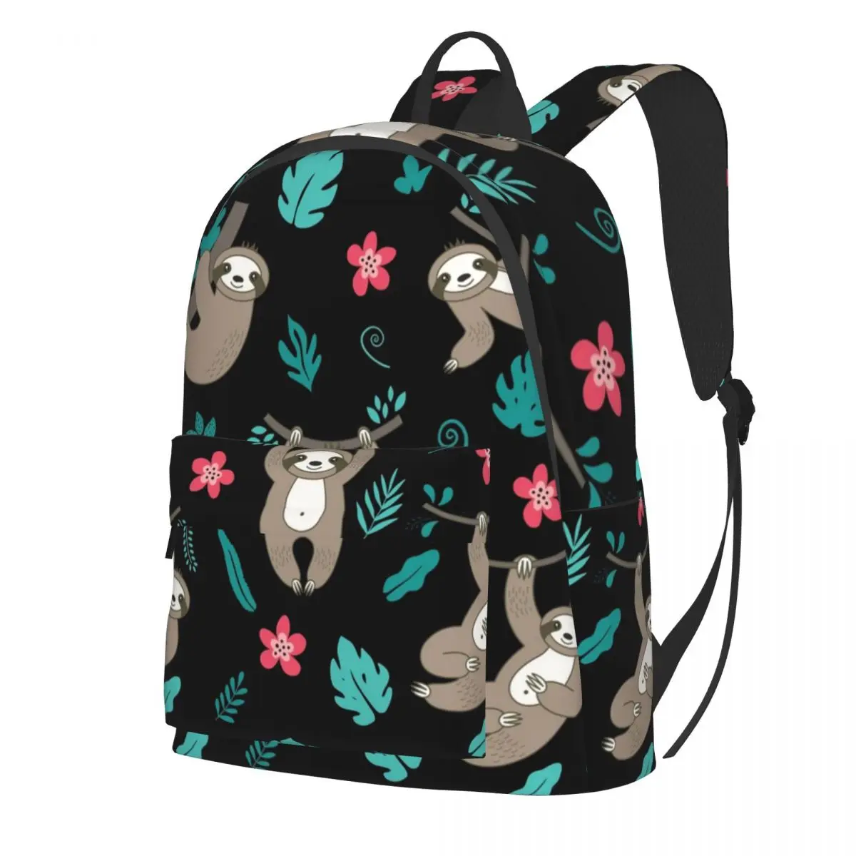 

Lazy Sloths Backpack Flower Leaves Print Kawaii Backpacks Female Camping Big High School Bags Colorful Rucksack