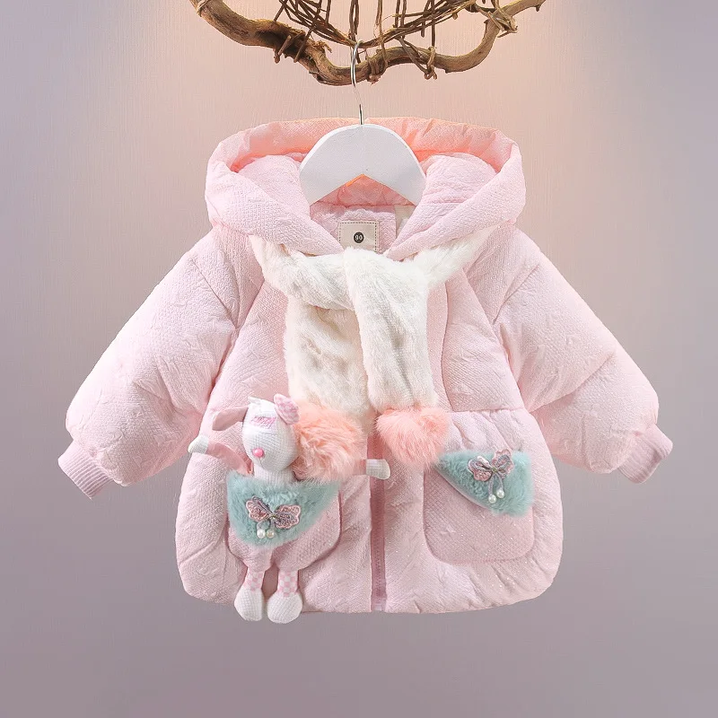 

Детская пуховая куртка на девочку, зимняя теплая пуховая парка с мультяшным принтом, для принцессы, 2022