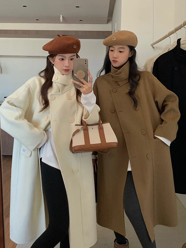 Woolen Jacket 2024 New Women's Trench Coat Mid-Length Small Autumn and Winter Thickened High Sense Super Nice