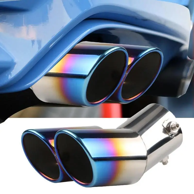 

Exhaust Pipe Double Muffler Car Motorcycle Exhaust Systems Muffler Silencer Tail Pipe Tip Exhaust Systems Mufflers Vehicle