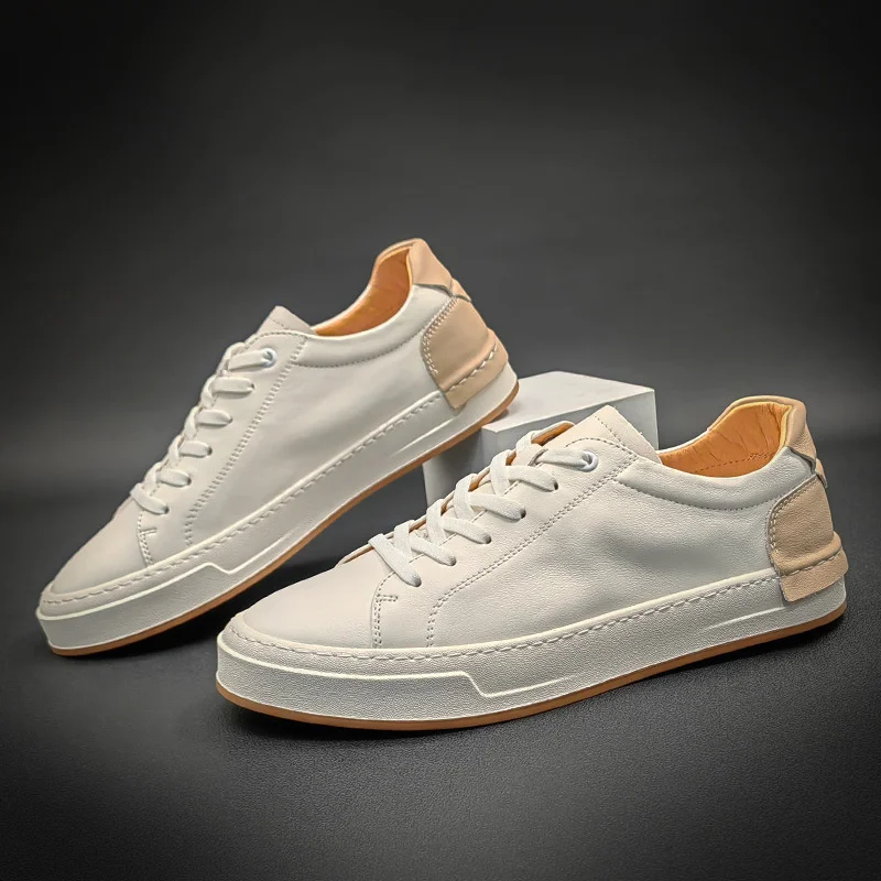 

Туфли мужские из натуральной кожи, роскошные брендовые, маленькие дышащие, Повседневная модная обувь в Корейском стиле, стандартная доска, ...