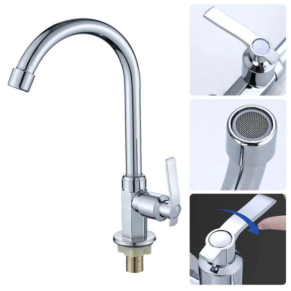 

2023 New Ziny Alloy Kitchen Sink Cold Taps Swivel Spout Single Lever Tap Mono Modern Plating Faucet Household Bathrooms Bars