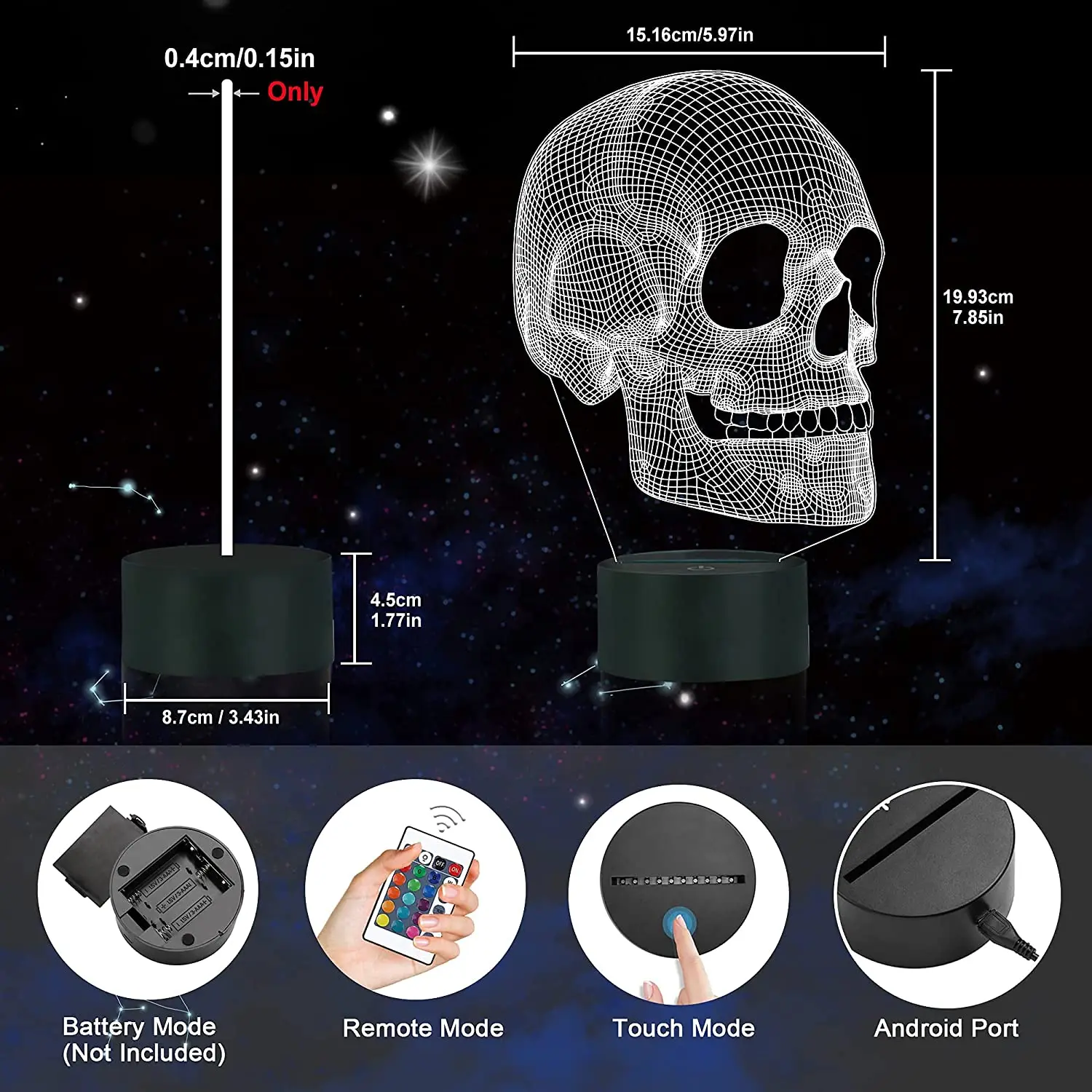 Ночсветильник в виде черепа для детей светодиодсветодиодный Настольная лампа с