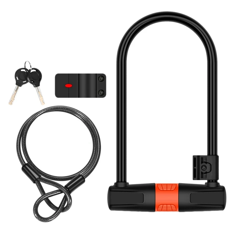 

1 Set Bike U Lock With Cable Heavy Duty Bicycle Chain Lock Anti- Theft Bike Lock For Bike Motorcycle Electric Bicycles