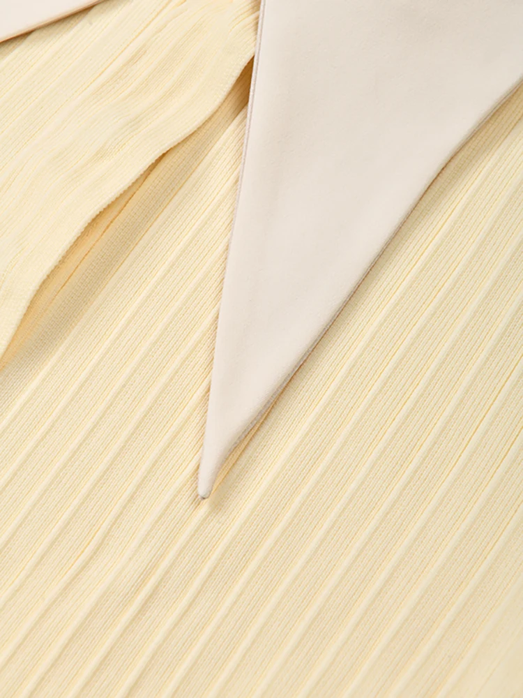 DEAT Элегантное платье с рукавами лацканами и перьями однобортные женские платья