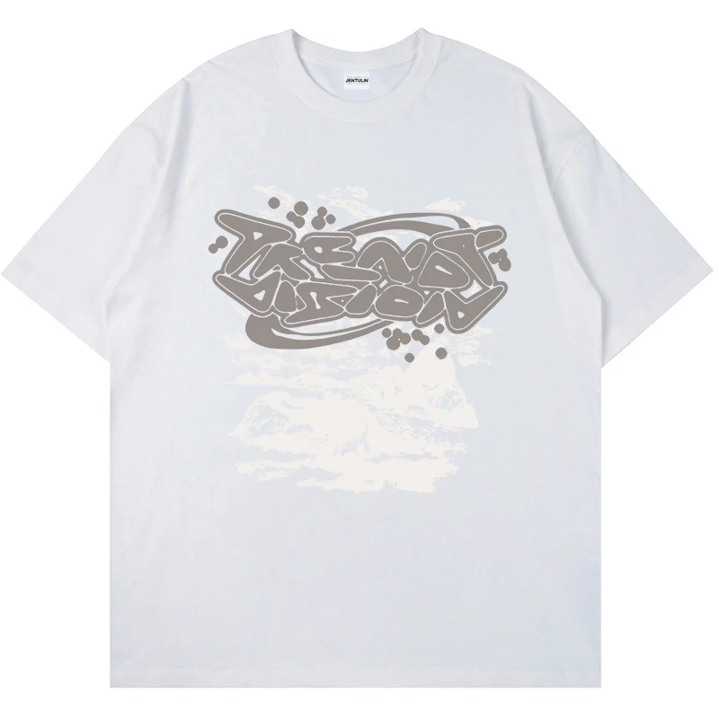 2024 Уличная футболка Harajuku Y2K унисекс в стиле хип-хоп мужская летняя с коротким