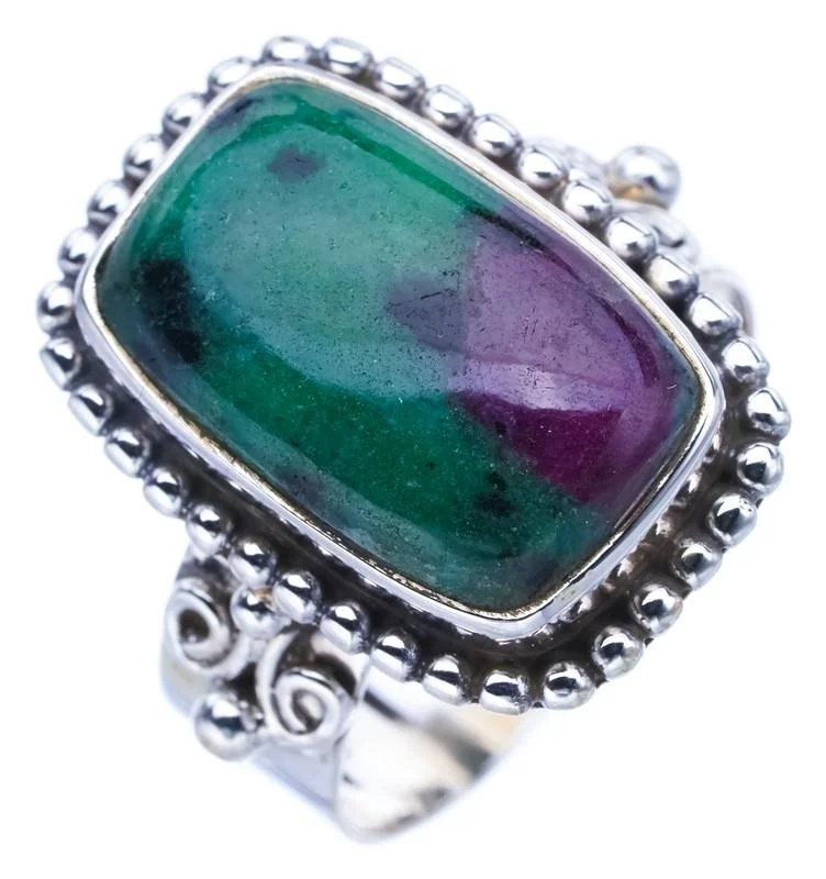 

StarGems Natural Ruby Zoisite Handmade 925 Sterling Silver Ring 8 F0551