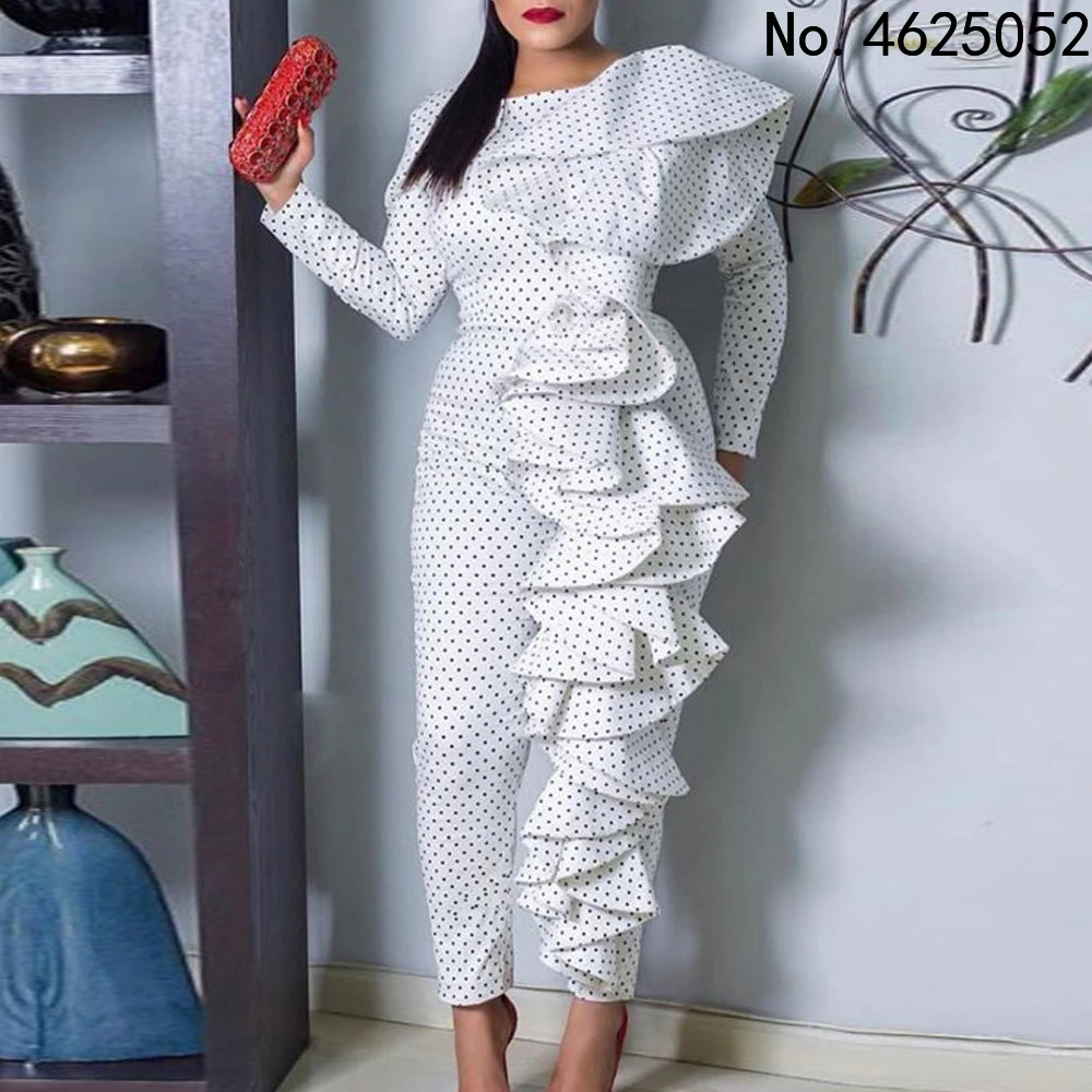 

Женский Африканский комбинезон в горошек, длинные богемные комбинезоны в африканском стиле из Анкары, с принтом