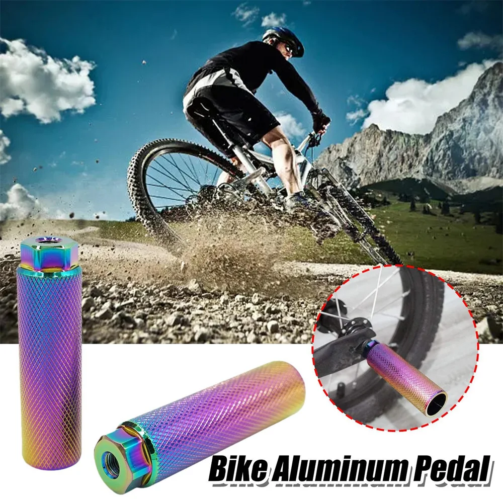 

1 Pair Bicycle Axle Pedal Bicycle Aluminum Alloy Foot Pillar Rocket Launcher Foot Lever Dazzling Color For MTB BMX Bike Bicycle