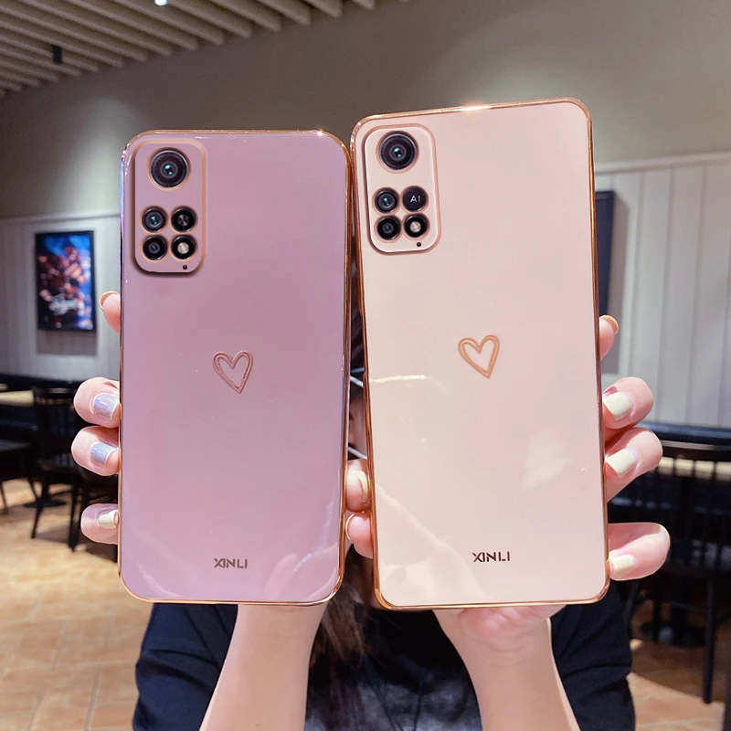 

Чехол для телефона Poco X4 Pro, с квадратным покрытием, сердечками, сердечками, для Xiaomi Mi Poco M4 Pro 4G 5G M3 X3 Nfc Pro F3 F4 Gt, силиконовые чехлы, чехол