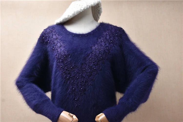 Женская осенне-зимняя одежда винтажная вышивка бисер волосатый ангорский кролик
