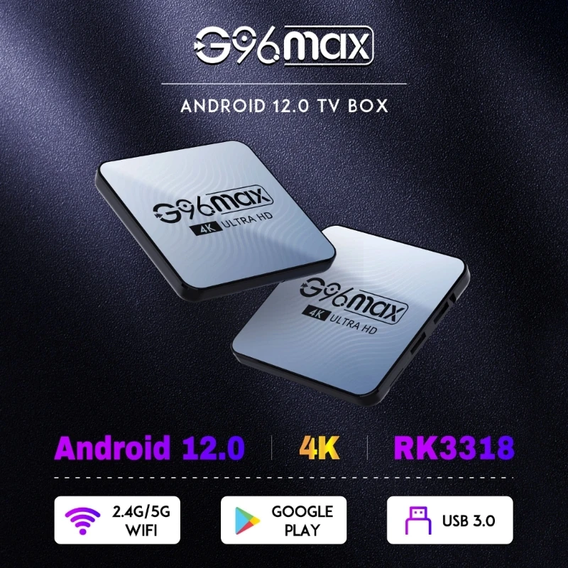 

ТВ-приставка с чипом G96max RK3318, Android 12, 4K, 2,4 ГГц и фото, Wi-Fi, BT4.0, медиаплеер 896C