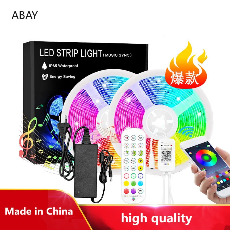 5M 10M 15M 20M DC 12V led light strip set Flexible 5050 SMD rgb LED strips Smart bluetooth APP control voice control LED Lights