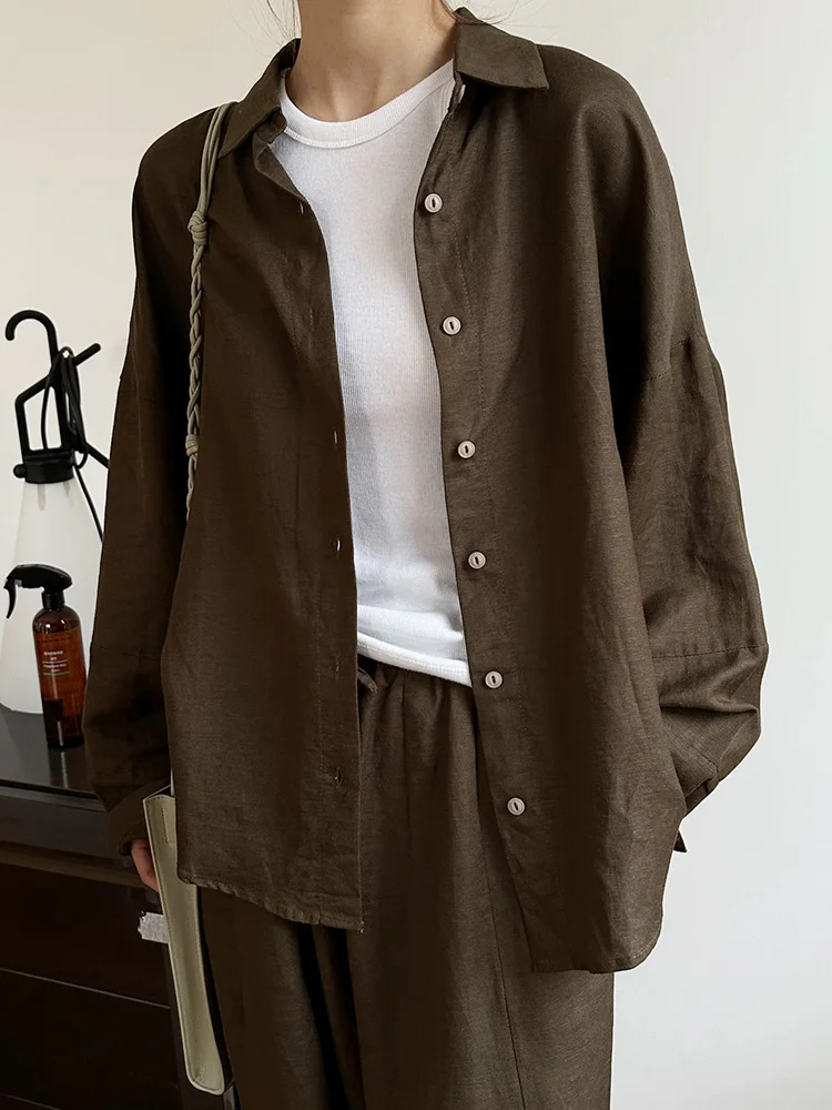 Женские льняные рубашки в японском стиле повседневные свободные блузки уличном