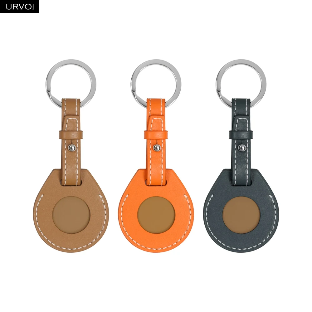 Кожаный браслет Urvoi для Apple AirTag защитный чехол часов из нержавеющей стали с